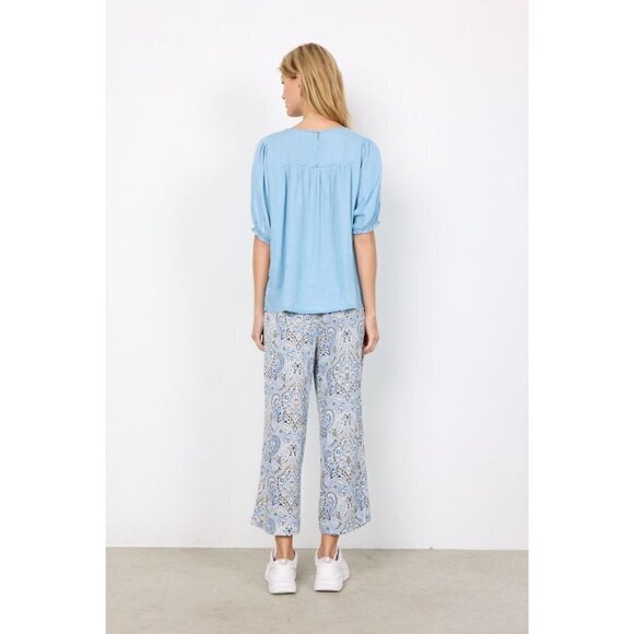 SOYA CONCEPT Liv 42 Light Blue Denim Short Sleeve Top - Picture 3 of 5